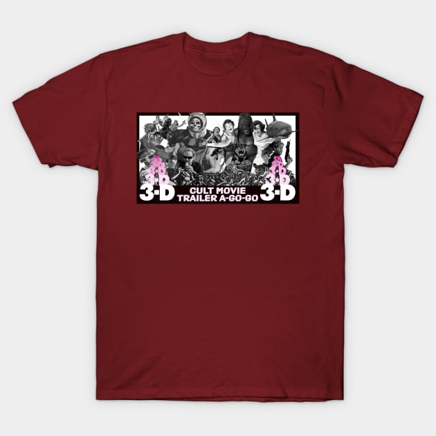 Cult Movie Trailer A-Go-Go 3-D in 1 Dimension! T-Shirt by Invasion of the Remake